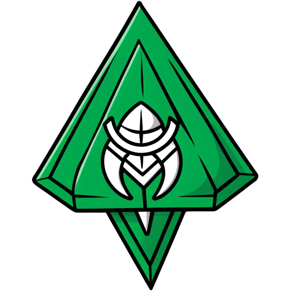 Geometric Maya glyph animal symbol, strictly only white and deep dark green colors, sharp clean lines, angular, no cute styling emoji