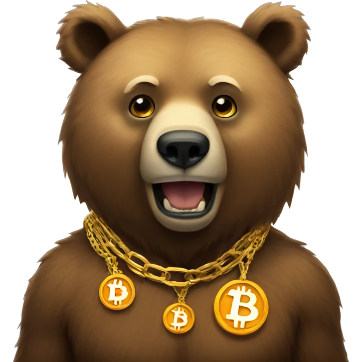 Bear wearing a bitcoin necklace  emoji