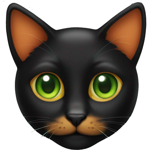 Black and orange cat with green eyes emoji
