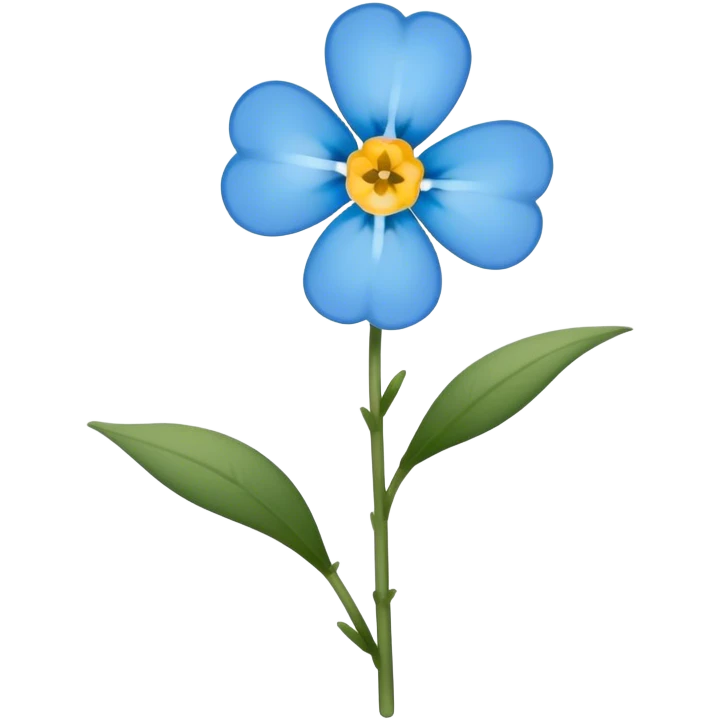single blue Forget-Me-Not flower, straight stem emoji