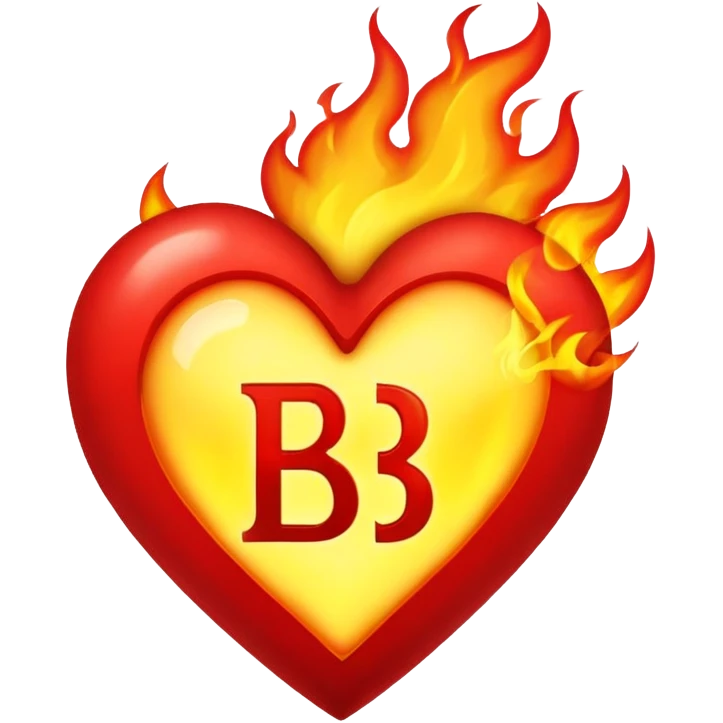 Burning heart with letters B emoji