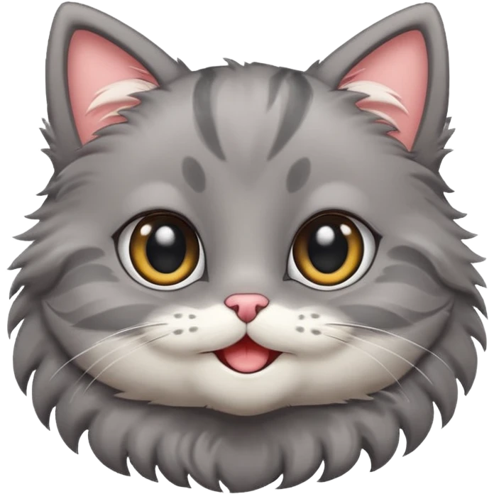 Sticker of a very cute gray cartoon cat emoji