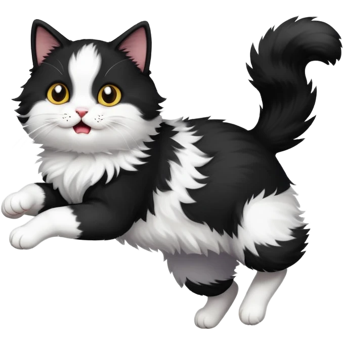 Black white cat plays emoji