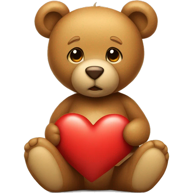 light brown teddybear with a red heart on the chest  emoji