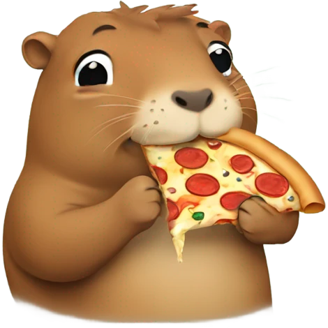 Happy capybara eating pizza emoji