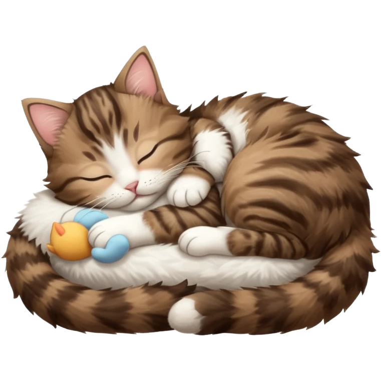 dark brown tabby and white kitten sleeping on its back emoji