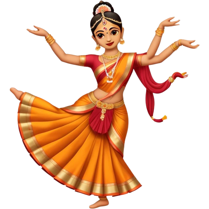 cinematic-realistic-bharatanatyam-dance-emoji,-depicted-as-an-elegant-classical-indian-dance-performance-with-graceful-poses,-intricate-costumes,-and-expressive-hand-gestures,-rendered-with-rich-textures-and-warm-dramatic-lighting, single dancer emoji