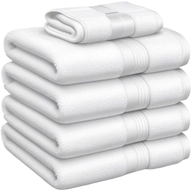 Stack of two plush white towels folded and one folded plush white hand towel on top  emoji