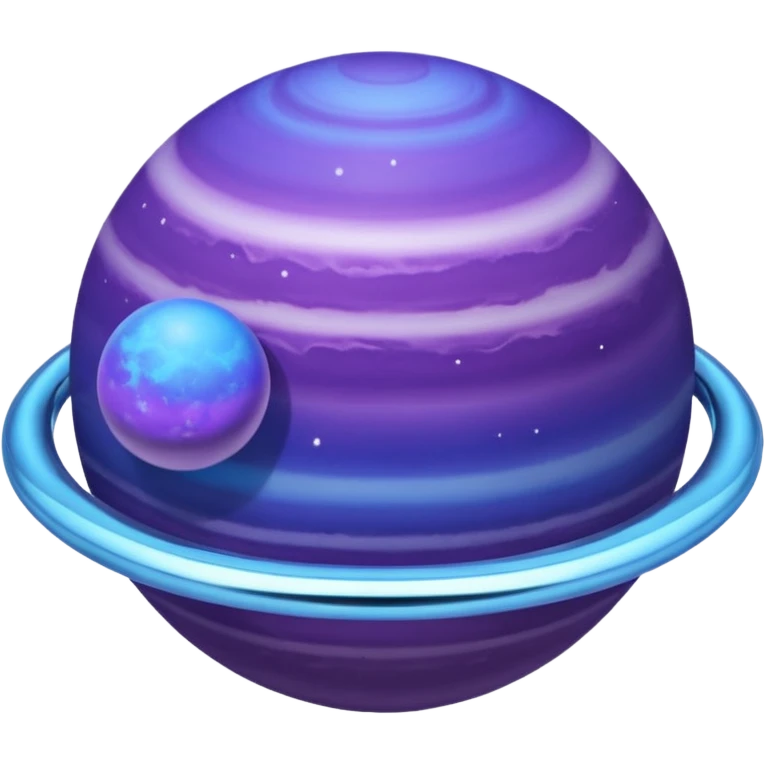 Oval shaped planet, 2 moons, ring emoji