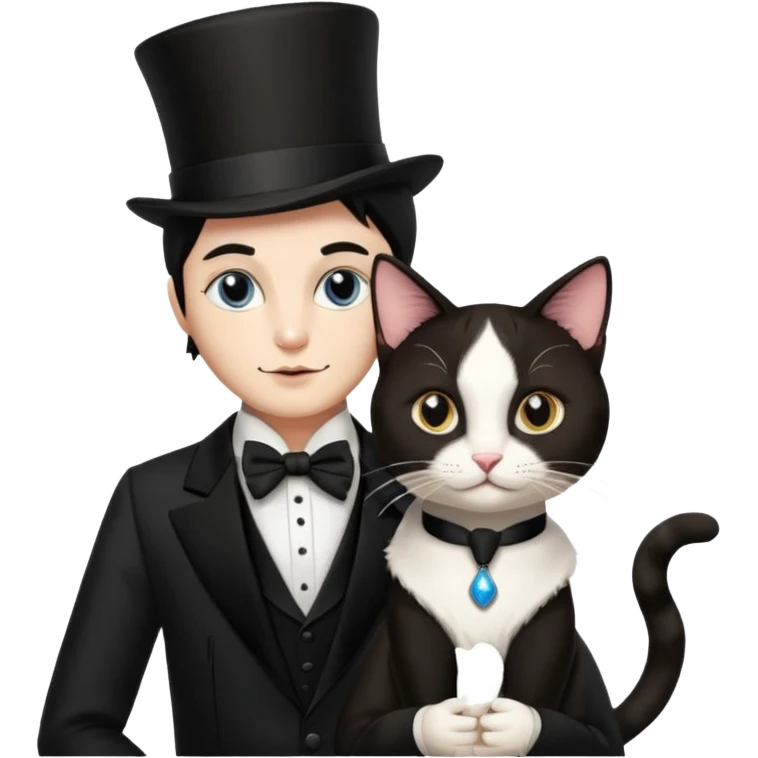 magician couple and their pet cat emoji