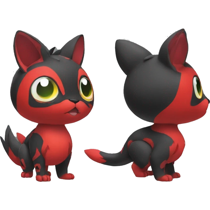 Cute cool black red animal hybrid Fakemon full body emoji