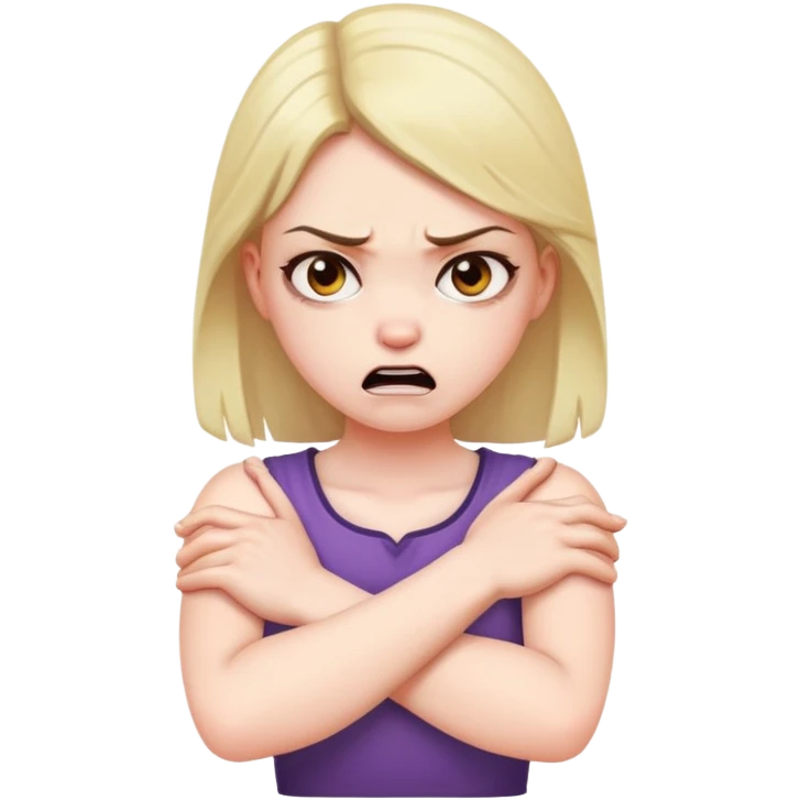 arms crossed holding neck angry girl emoji