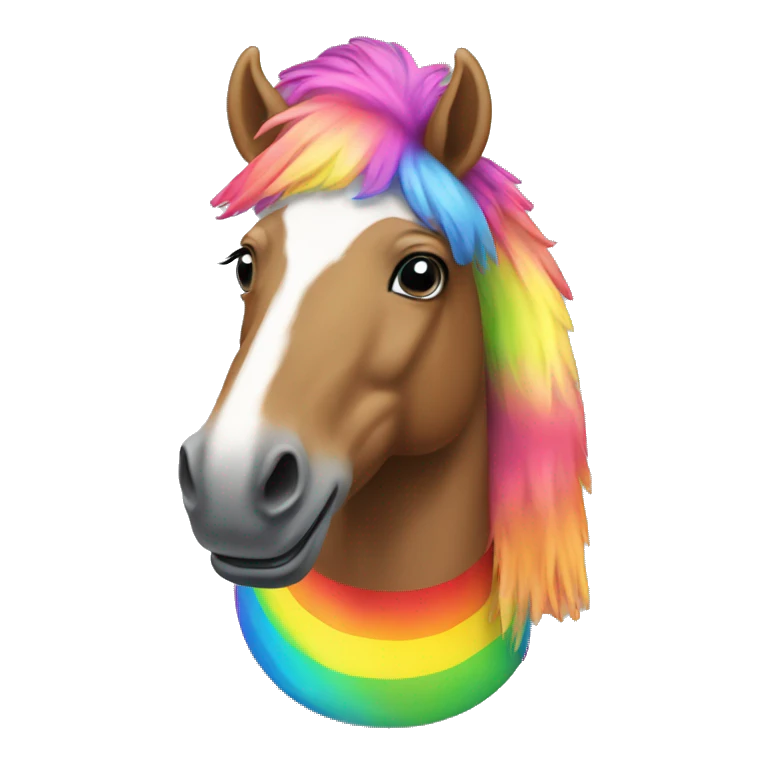 horse wearing a rainbow clown wig emoji