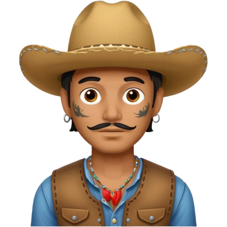 Mexican man with tattoos on his face and cowboy hat emoji