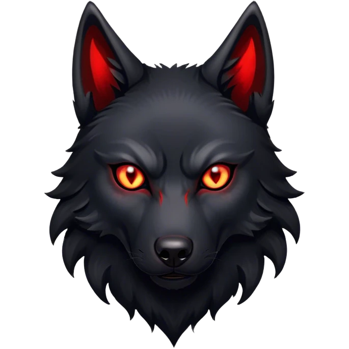 Evil black wolf with red eyes emoji