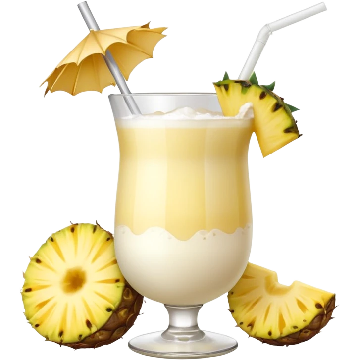 Pina Colada – coconut or glass with pineapple slice and straw emoji
