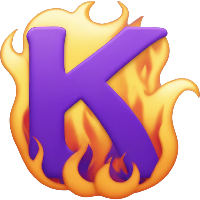 the letter K with flames around it emoji