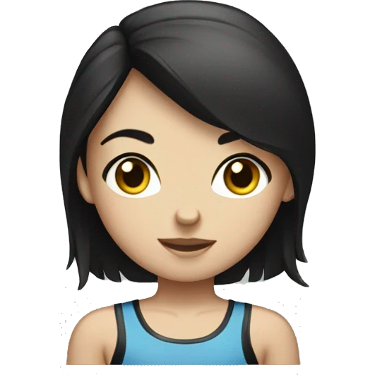 Dark-haired boxer girl with blue eyes emoji