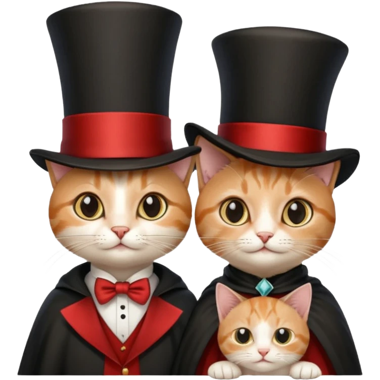 magician couple and their pet cat emoji