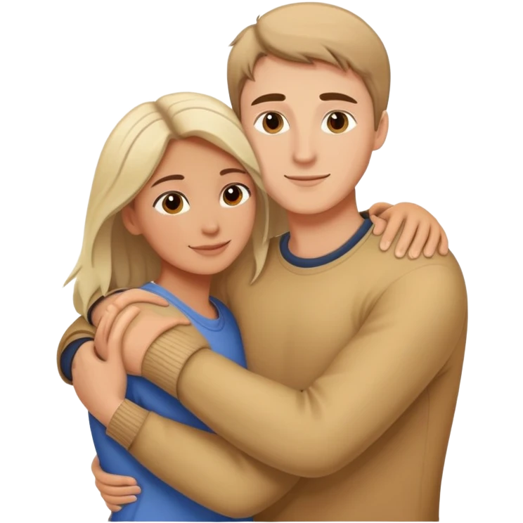 Caucasian people hugging each other, friendship, warm embrace emoji