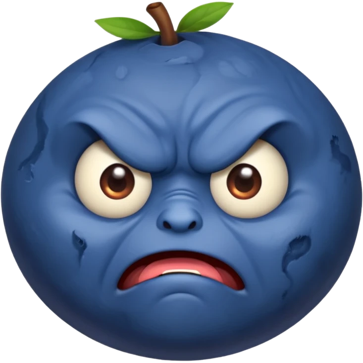 blueberry with a serious angry expression emoji