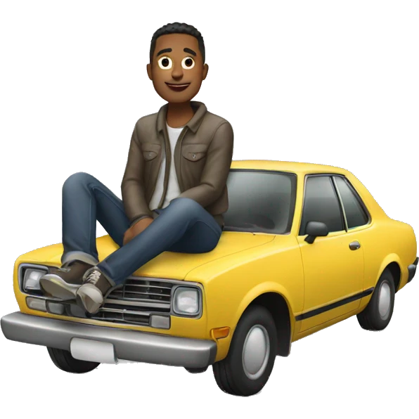 man sitting on top of car emoji