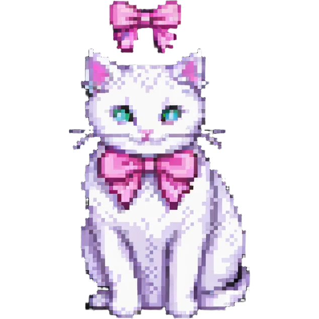 white cat with a pink bow emoji
