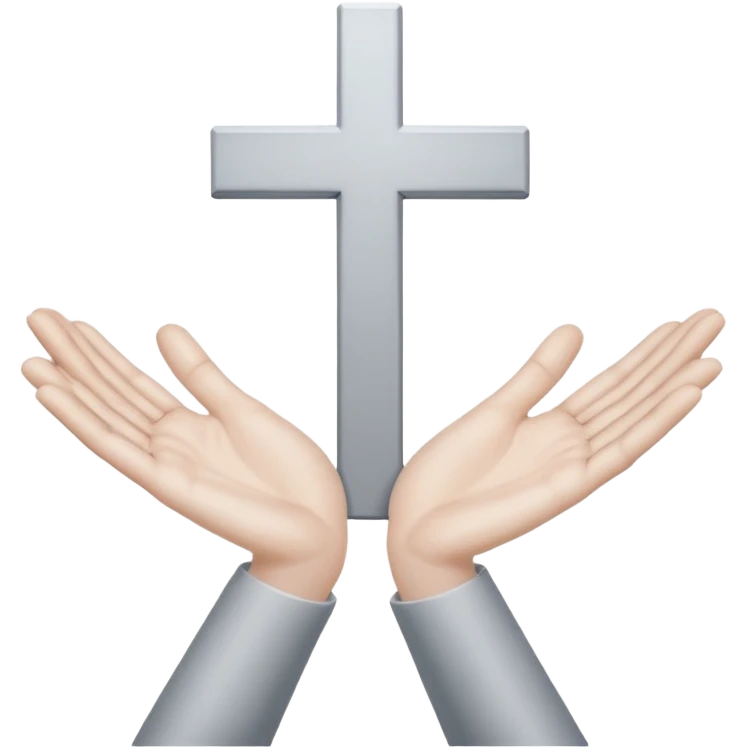 grey hand with upside down cross on the palm emoji