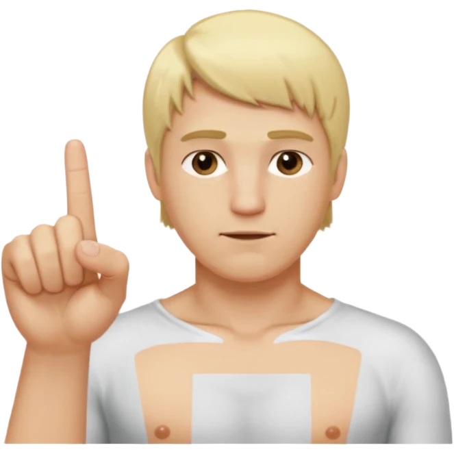 blonde hair tall thick naked and with middle finger up a man emoji