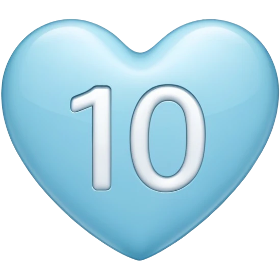 number ten inside a light blue heart emoji