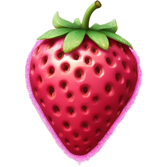 Hot pink realistic frozen strawberry with glitter  emoji