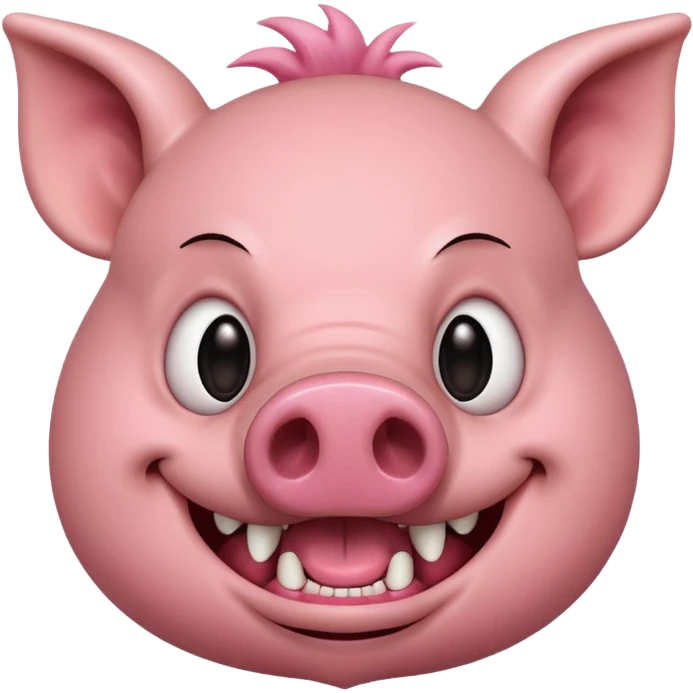 make a pig with a big scary smile emoji