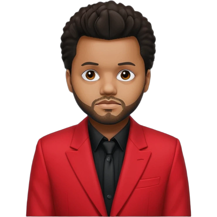 The Weeknd with black shirt, red suit jacket emoji