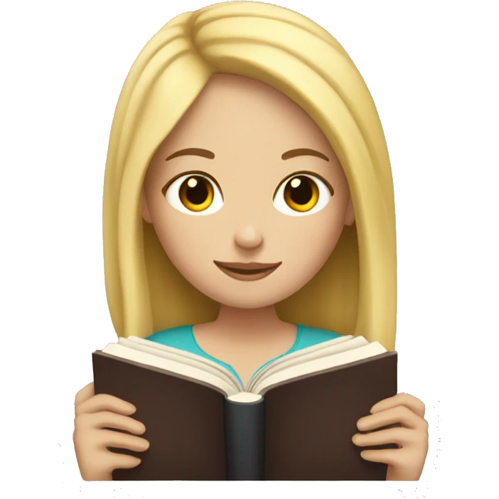 White girl with blonde hair reading a book emoji