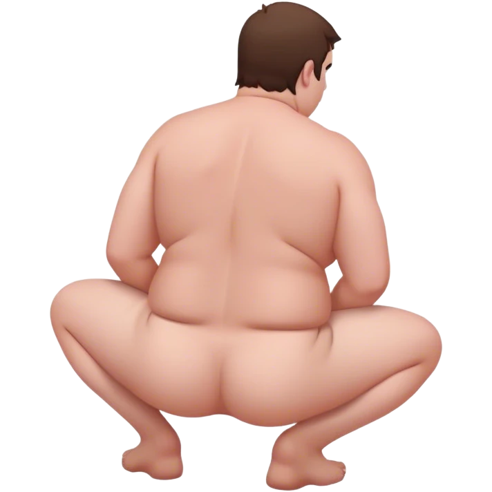 back view of fat white guy shirtless kneeling emoji