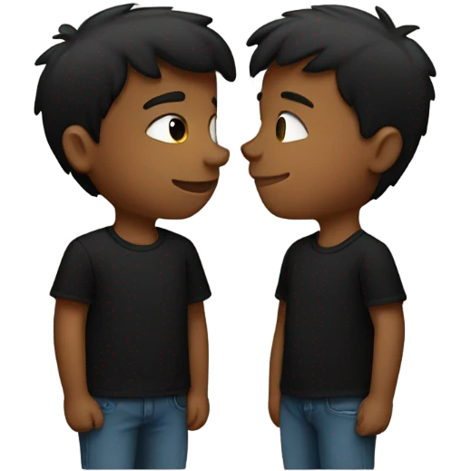two boys in black shirts kissing  emoji