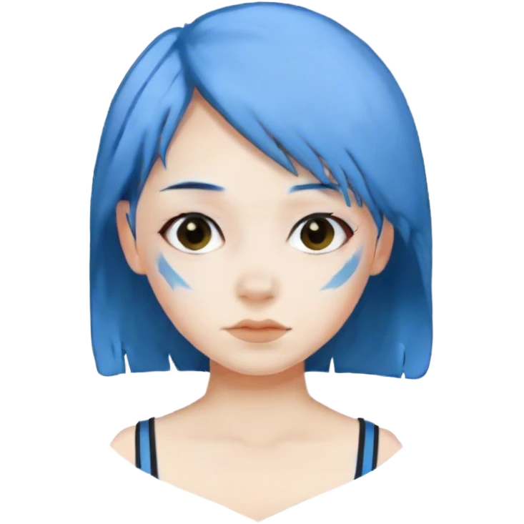 Blue hair girl wearing black emoji