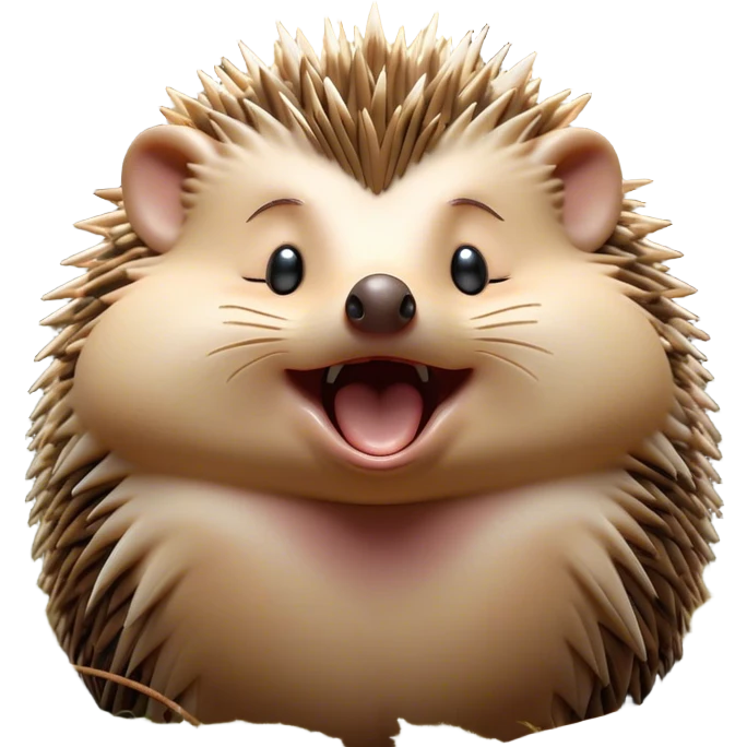 Cinematic Silly Yawning Hedgehog Portrait Emoji, Head tilted with a dramatic, wide-open yawn revealing a tiny, adorable snout and droopy quills, with sleepy, half-closed eyes, Simplified yet irresistibly cute features, highly detailed, glowing with a soft, cozy woodland light, high shine, relaxed yet humorously expressive, stylized with a dash of whimsical forest charm, soft glowing outline, capturing the essence of a drowsy yet endearing hedgehog that appears ready to stretch and yawn its way into your heart! emoji