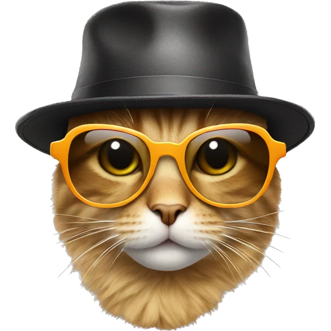 Cat with sunglasses and funny hat emoji