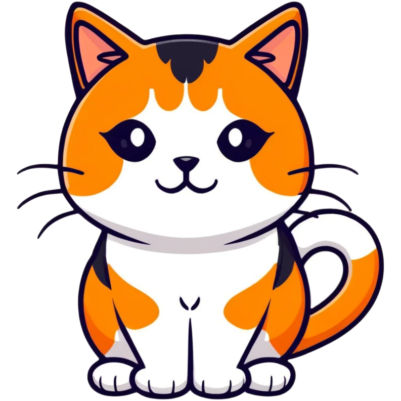 calico cat with orange, black and white fur emoji