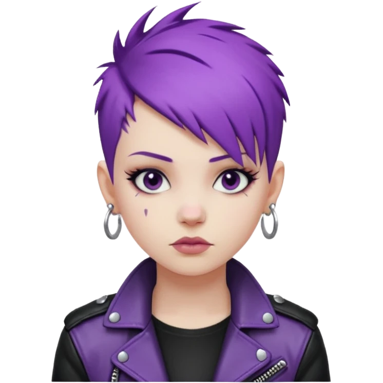 Cool Punk with Short Purple Hair, wearing black leather jacket emoji