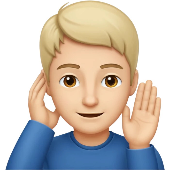 Face with hand behind its ear while smirking emoji