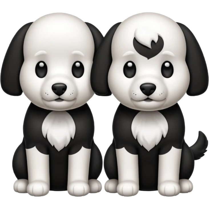 Un caniche blanco y otro caniche negro,los dos separados Y que sean caniches emoji