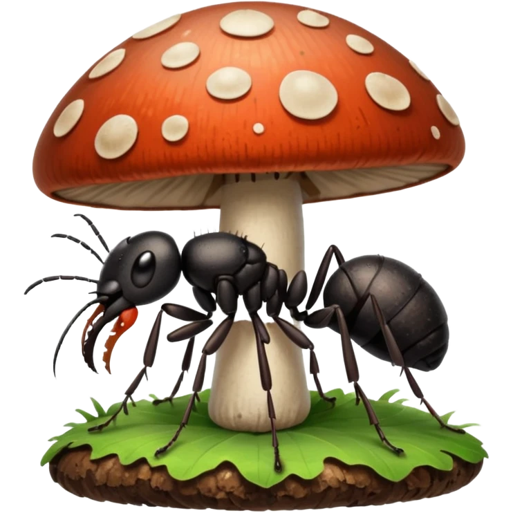Carpenter ant biting a mushroom emoji