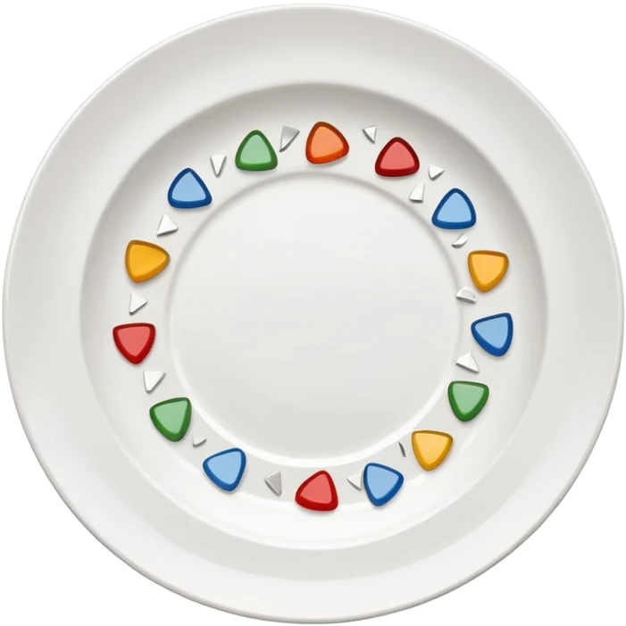 a round white plate broken with bits here and there emoji