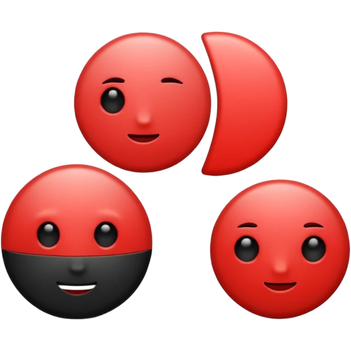circle emoji, left half black, right half red emoji
