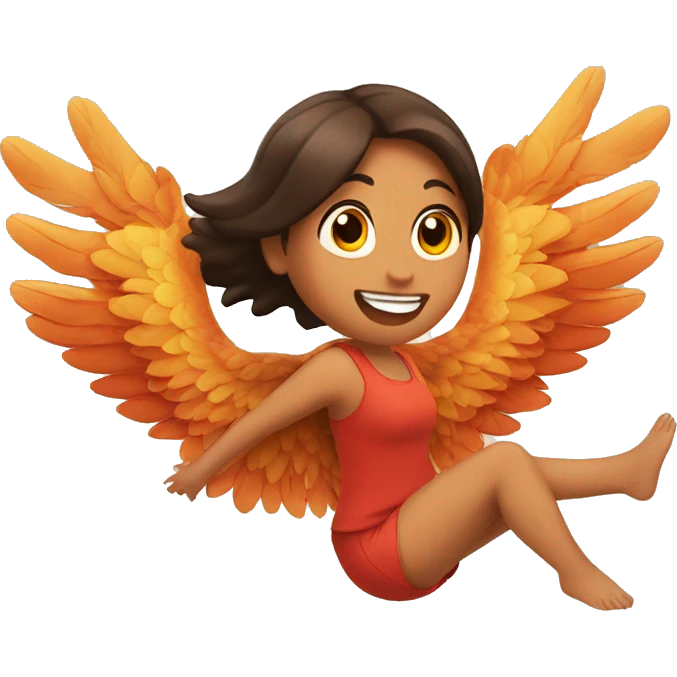 a girl flying with two bbq chicken wings on her back emoji