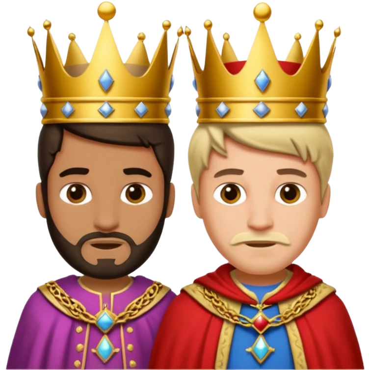 two kings with neutral expressions not too detailed but also not two simpel
they should look alike but with other colored clothing emoji