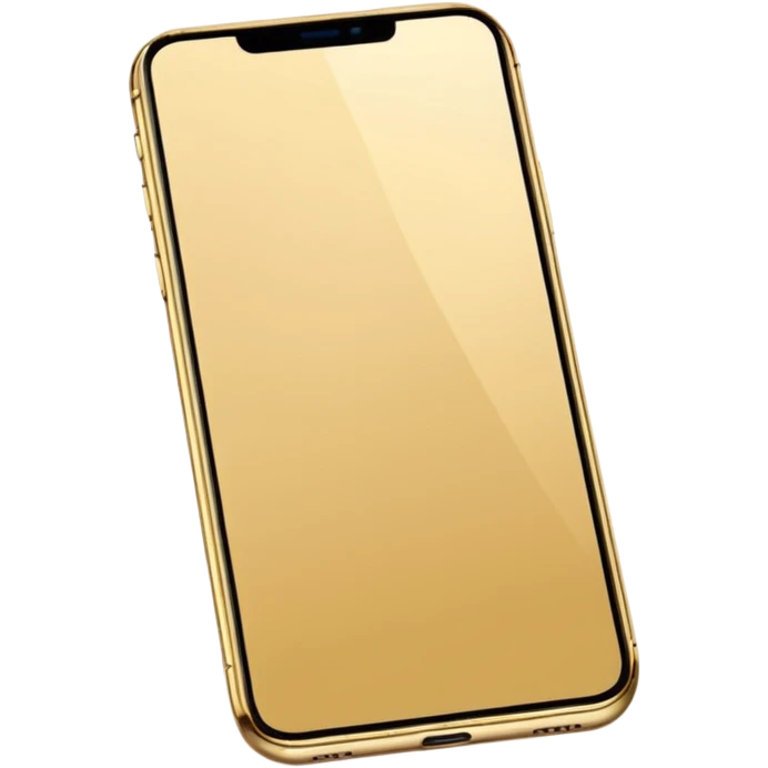 Gold border iPhone 16 Pro Max screen with no notch frontview emoji