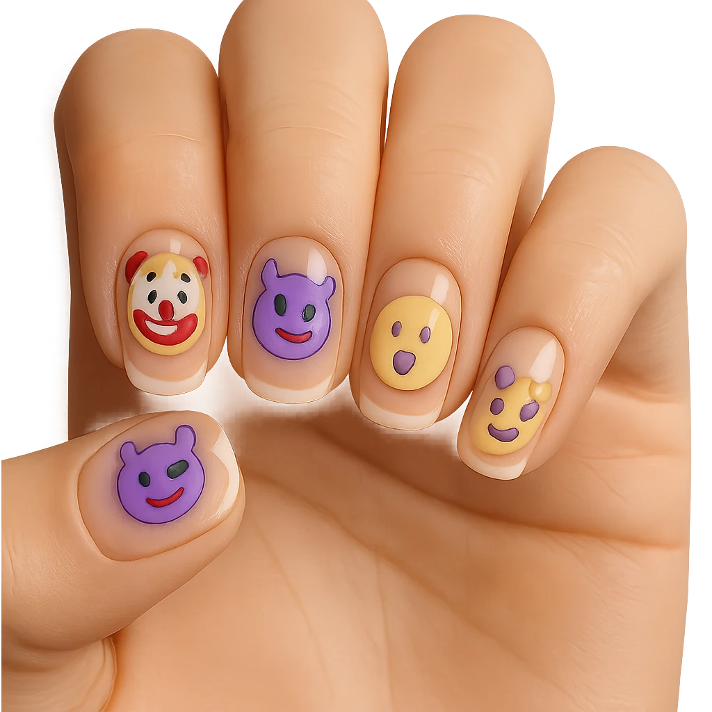 french beige manicure 5 fingers  emoji